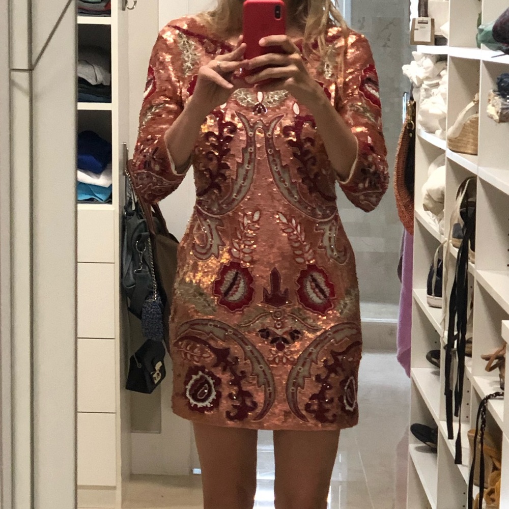 COPY - Needle and Thread Pink Tapestry Sequin Minidress - Picture 2 of 8